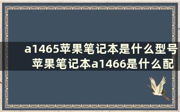 a1465苹果笔记本是什么型号 苹果笔记本a1466是什么配置